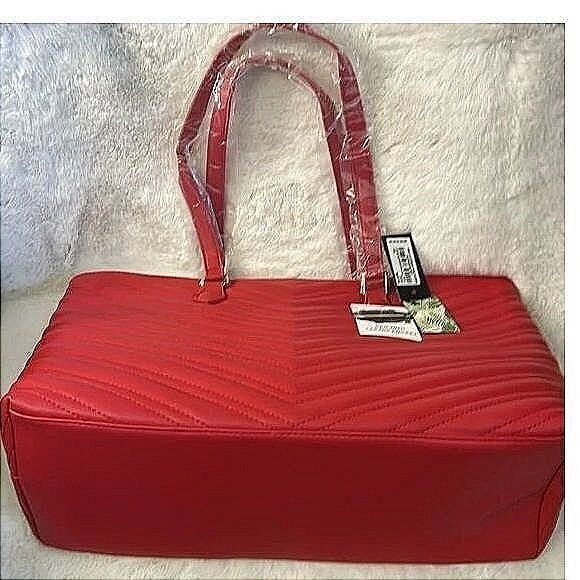 NWT Badgley Mischka Vegan Leather Laptop Bag with Gold Hardware Chevron Pattern - Picture 3 of 10